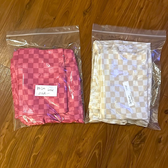 ☃️BOGO50%☃️🆕🩷JESS LEA: PINK Check Yourself Checkered Lounge Set LARGE - Picture 5 of 5